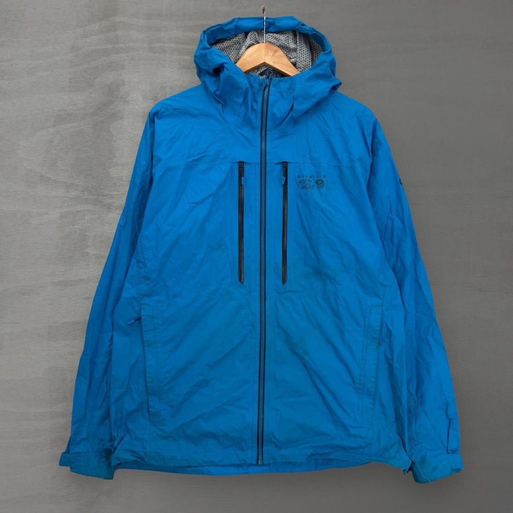Mountain Hardwear Dry.Q Elite Jacket Blue Technical Hooded Shell Large